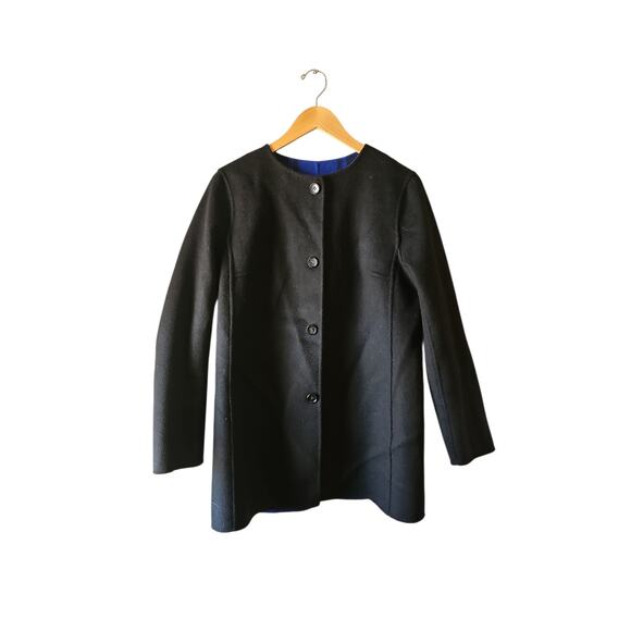 Talbots blue black buffalo plaid fleece reversible jacket blazer sz medium - Picture 5 of 7